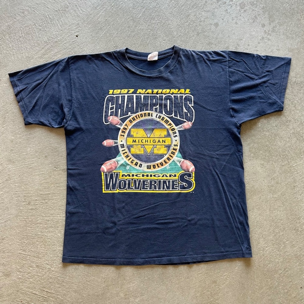 Vintage 90s Michigan Wolverines National Champions Shirt Size XXL 1997 Rose Bowl